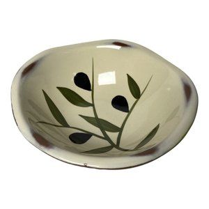 Bella Cucina Bowl Olive Leaf Artful Food Natural Kitchen Decor Olive Green Vtg